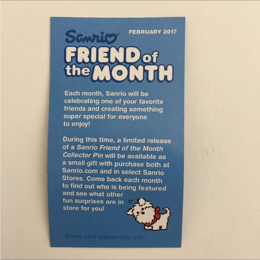 New Sanrio Friend of the Month Pin Patty and Jimmy & Story Card Feb 2017 NIP - Picture 6 of 6
